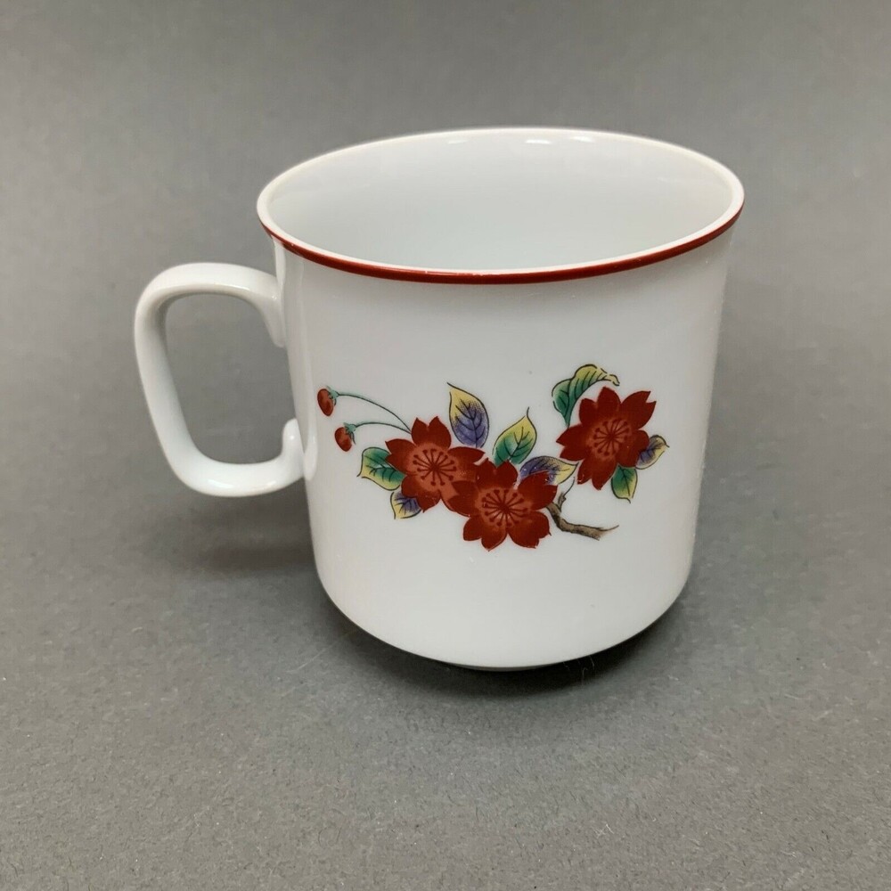 Neiman Marcus NM39 Coffee Cup White‎ Red Multicolor Floral Flowers